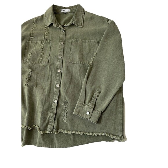 Blakeley Oversized Distressed Shacket Shirt jacket Olive Green L/XL - Picture 12 of 16